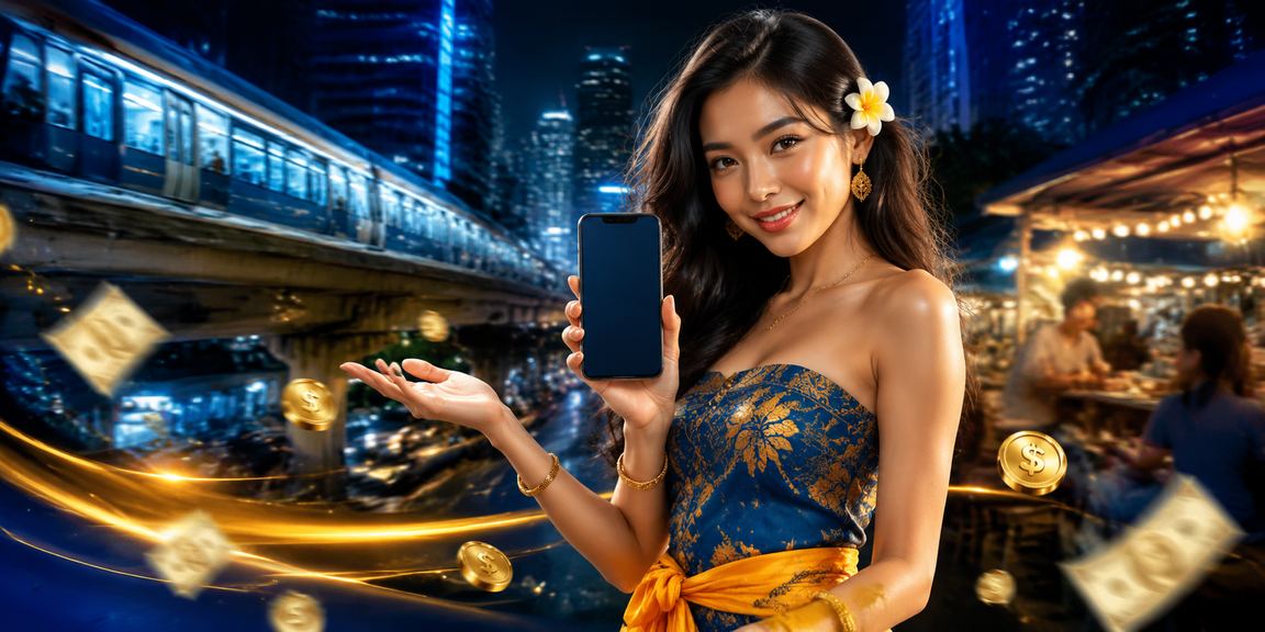 Perempuan muda Indonesia tersenyum sambil menggunakan ponsel untuk transaksi cashback