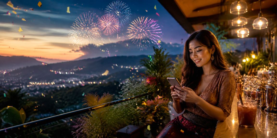 Pengguna mengakses layanan casino mobile dari kafe dengan suasana nyaman