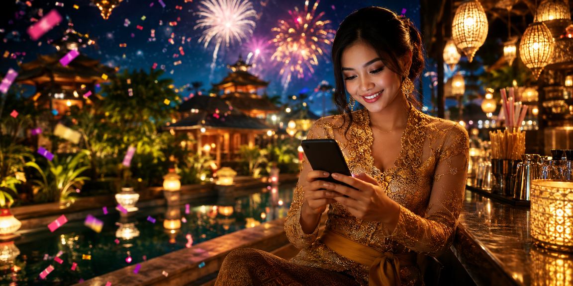 Penggunaan aplikasi casino mobile dengan dekorasi lentera festival malam